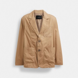 Coach Regenerative Cotton Casual Lightweight Blazer Khaki | COH866867