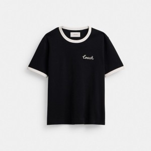 Coach Ringer T Shirt Zwart | COH865949