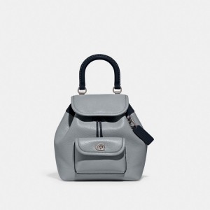 Coach Riya Backpack 21 In Colorblock Zilver Grijs Blauw Gekleurd | COH865458