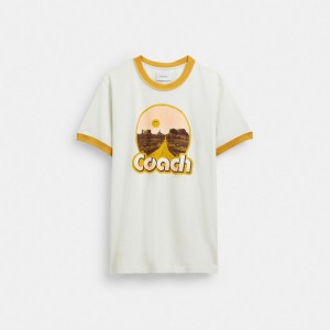 Coach Roadside Ringer T Shirt Wit | COH866908