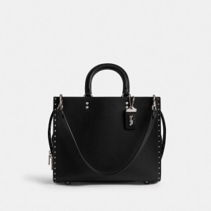 Coach Rogue Bag With Rivets Zilver Zwart | COH864952