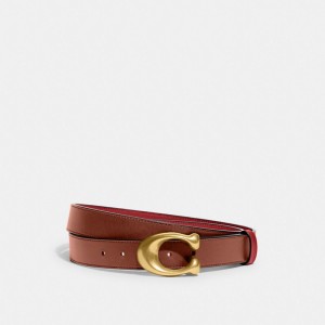 Coach Sculpted C Buckle Cut To Size Reversible Belt, 32 Mm Rood | COH866313