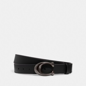 Coach Sculpted C Buckle Cut To Size Reversible Belt, 32 Mm Blauw Grijs Zwart | COH866319