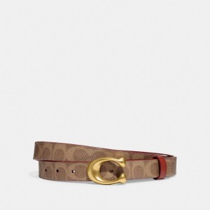 Coach Sculpted C Buckle Cut To Size Reversible Belt, 25 Mm Bruin Rood | COH866321