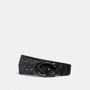Coach Sculpted C Buckle Cut To Size Reversible Belt, 40 Mm Zwart Grijs | COH867002