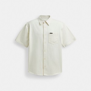 Coach Short Sleeve Denim Shirt In Organic Cotton Wit | COH866935