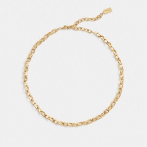Coach Signature Chain Link Choker Necklace Goud | COH866142