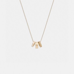 Coach Signature Enamel Necklace Goud | COH866088