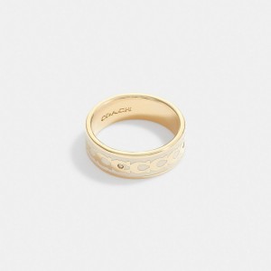 Coach Signature Enamel Ring Goud | COH866164
