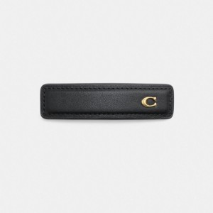Coach Signature Leather Barrette Zwart | COH866171
