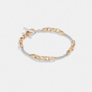 Coach Signature Mixed Chain Bracelet Goud Zilver | COH866140