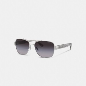 Coach Signature Ombré Narrow Pilot Sunglasses Grijs | COH866346