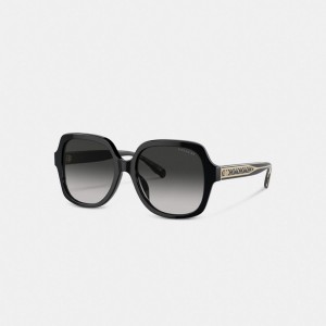 Coach Signature Ombré Oversized Square Sunglasses Zwart | COH866355