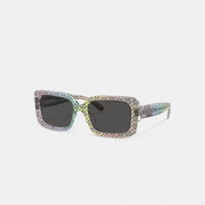Coach Signature Oversized Rectangle Sunglasses Gekleurd | COH866358