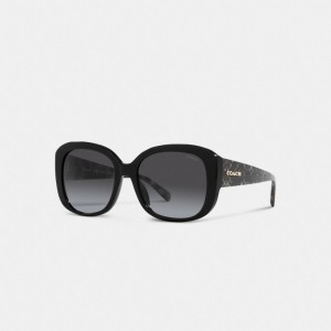 Coach Signature Oversized Square Sunglasses Zwart Zwart | COH866350