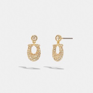 Coach Signature Pavé Earrings Goud | COH866095
