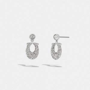 Coach Signature Pavé Earrings Zilver | COH866077