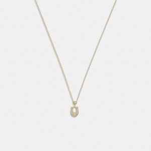 Coach Signature Pavé Necklace Goud | COH866176
