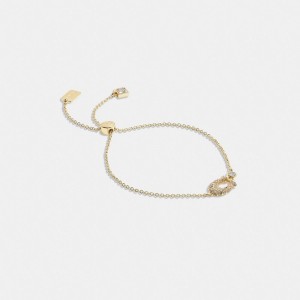Coach Signature Pavé Slider Bracelet Goud | COH866087