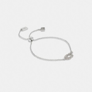 Coach Signature Pavé Slider Bracelet Zilver | COH866178