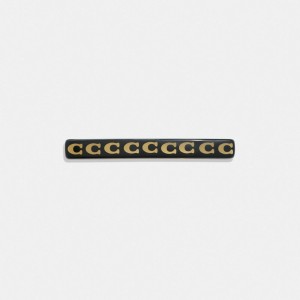 Coach Signature Resin Thin Hair Barrette Goud Zwart | COH866097