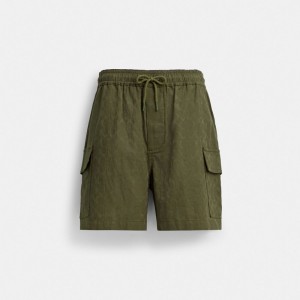 Coach Signature Shorts In Organic Cotton Groen | COH866954