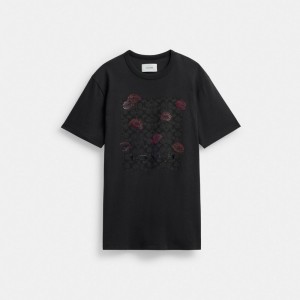 Coach Signature Square Kiss Print T Shirt In Organic Cotton Grijs Gekleurd | COH865985