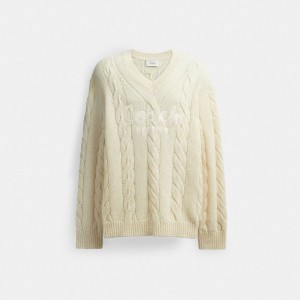Coach Signature Sweater In Recycled Wool Wit | COH866886