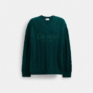 Coach Signature Sweater In Recycled Wool Groen | COH866890