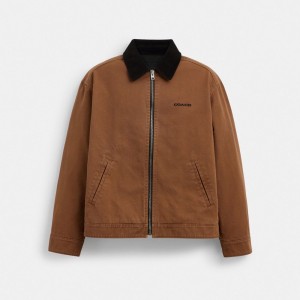 Coach Solid Lightweight Jacket In Regenerative Cotton Bruin | COH866878