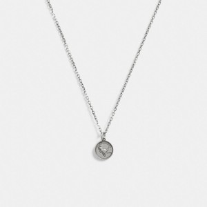 Coach Sterling Silver Coin Pendant Necklace Zilver | COH867019