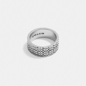 Coach Sterling Silver Signature Ring Zilver | COH867030