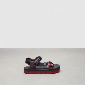 Coach Strappy Sandal Zwart Bordeaux Gekleurd | COH865895