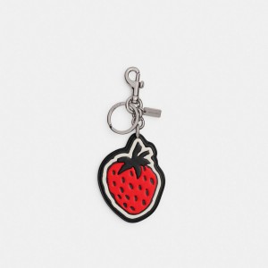 Coach Strawberry Bag Charm Zilver Zwart | COH866477