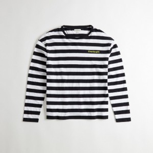 Coach Striped Long Sleeve T Shirt In 97% Recycled Cotton Zwart | COH865966