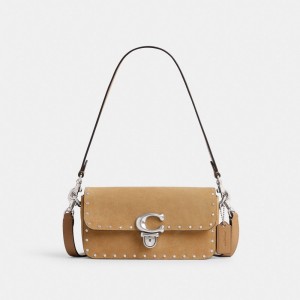 Coach Studio Baguette Bag With Rivets Zilver | COH864874