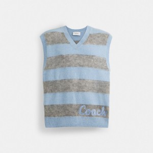 Coach Sweater Vest Blauw Gekleurd | COH866892