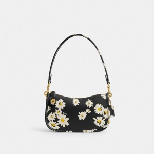 Coach Swinger Bag 20 With Floral Print Zwart Gekleurd | COH864835