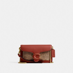 Coach Tabby Crossbody Wristlet In Signature Canvas Bruin Rood | COH865639