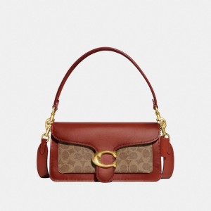 Coach Tabby Shoulder Bag 26 In Signature Canvas Bruin Rood | COH864895