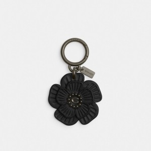 Coach Tea Rose Bag Charm Zwart Zwart | COH866478