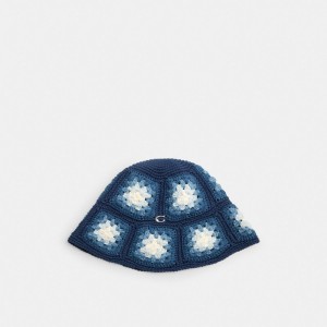 Coach Tie Dye Crochet Bucket Hat Blauw | COH866420