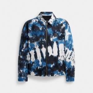 Coach Tie Dye Lightweight Jacket In Regenerative Cotton Donkerblauw | COH866879