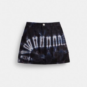 Coach Tie Dye Painter Skirt In Organic Cotton Blauw Gekleurd | COH866044