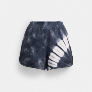 Coach Tie Dye Retro Shorts In Organic Cotton Donkerblauw Gekleurd | COH866043
