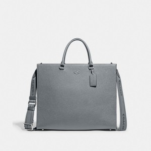 Coach Tote Bag 40 With Signature Canvas Grijs Blauw | COH866634