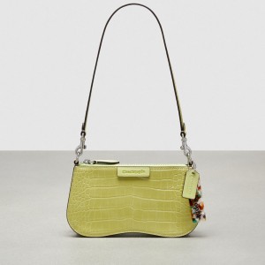 Coach Wavy Baguette Bag In Croc Embossed Coachtopia Leather Lichtgroen | COH864896