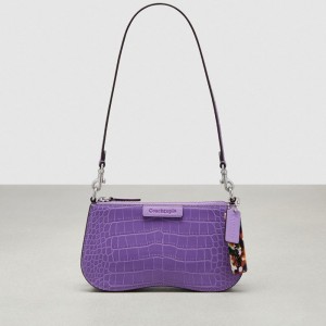 Coach Wavy Baguette Bag In Croc Embossed Coachtopia Leather Paars | COH864807