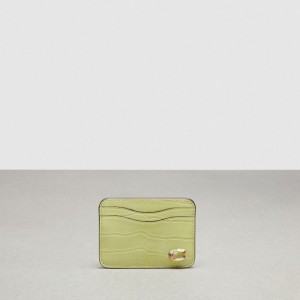 Coach Wavy Card Case In Croc Embossed Coachtopia Leather Lichtgroen | COH865677