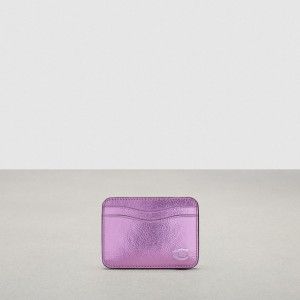 Coach Wavy Card Case In Metallic Coachtopia Leather Roze Metal | COH865599